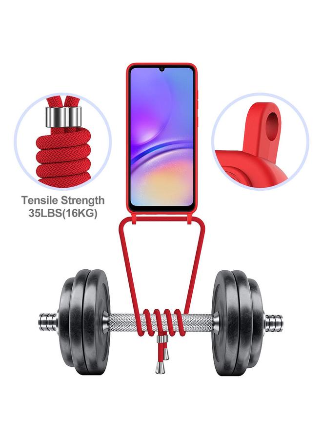 S-TOP Case For Samsung Galaxy M05 / F05 Integrated Card Bag Solid Color Liquid Silicone Phone Case with Lanyard - Image 5