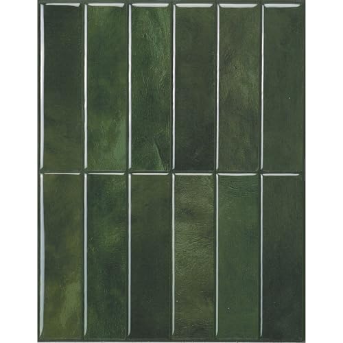 Smart Tiles SMART TILES Peel and Stick Backsplash - 5 Sheets of 11.43'' x 9'' - 3D Adhesive Peel and Stick Tile Backsplash for Kitchen, Bathroom, Wall Tile, Sefrou Green - Image 1