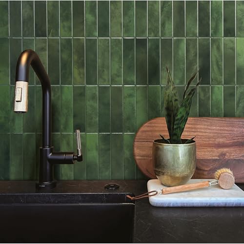 Smart Tiles SMART TILES Peel and Stick Backsplash - 5 Sheets of 11.43'' x 9'' - 3D Adhesive Peel and Stick Tile Backsplash for Kitchen, Bathroom, Wall Tile, Sefrou Green - Image 2