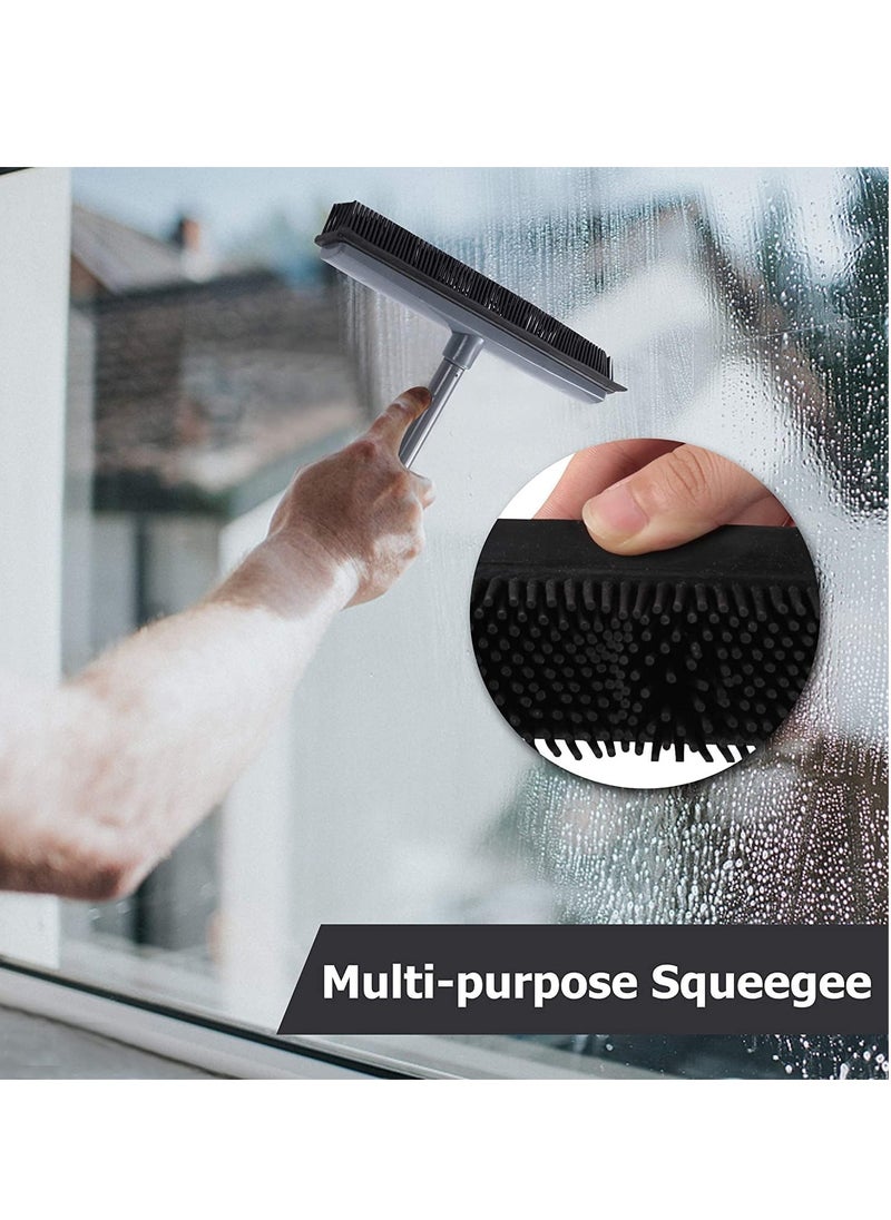 Blueland 2in1 Floor Brush and Rubber Broom Carpet Rake Pet Cat Dog Hair Remover with 48in Long Handle for Hardwood Tile Floor Sweeper  - Image 2