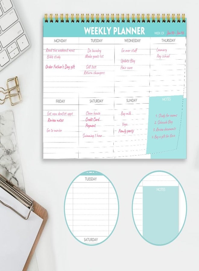 Getvow Weekly Planner Notepad - 7" x 10" Weekly Pad Organizers Habit Tracker Journal for Man & Women, 52 Sheets, 100gsm Paper, Undated Weekly To Do List Notepad with Your Life, Teal - Image 5