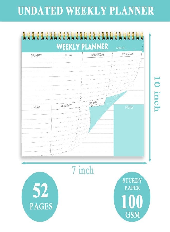 Getvow Weekly Planner Notepad - 7" x 10" Weekly Pad Organizers Habit Tracker Journal for Man & Women, 52 Sheets, 100gsm Paper, Undated Weekly To Do List Notepad with Your Life, Teal - Image 3