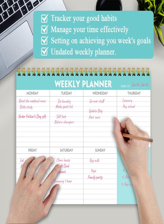 Getvow Weekly Planner Notepad - 7" x 10" Weekly Pad Organizers Habit Tracker Journal for Man & Women, 52 Sheets, 100gsm Paper, Undated Weekly To Do List Notepad with Your Life, Teal - Image 2