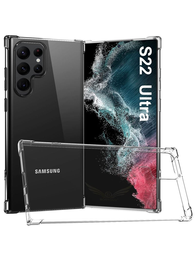 BORTONY Crystal Clear Air Cushion Soft TPU Shockproof Protective Bumper Shell Corner Protective Case Cover For Samsung Galaxy S22 Ultra 5G - Image 1