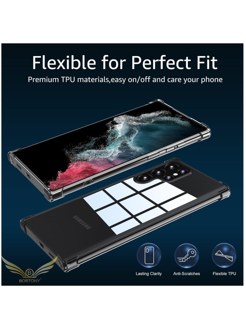 BORTONY Crystal Clear Air Cushion Soft TPU Shockproof Protective Bumper Shell Corner Protective Case Cover For Samsung Galaxy S22 Ultra 5G - Image 3