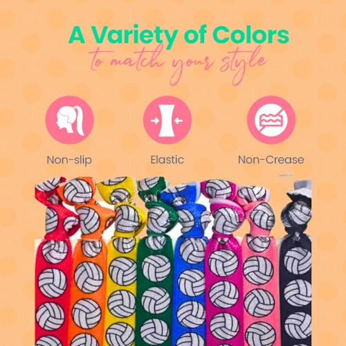 Infinity Collection Sportybella Multicolored Volleyball Hair Ties for Girls - No Crease Elastics for Players, 8pcs - Image 5