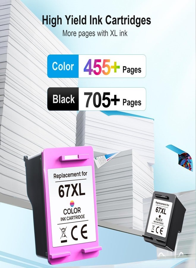 Adoccur 67XL Ink Cartridges Black/Color Combo Pack Replacement for HP Ink 67 67XL Printer Ink Works for HP DeskJet 2827e 2755e 2700 2855e 2842e 2800 4155e 2755 2852e Envy 6055e 6000 6455e (1 Black, 1 Color) - Image 3