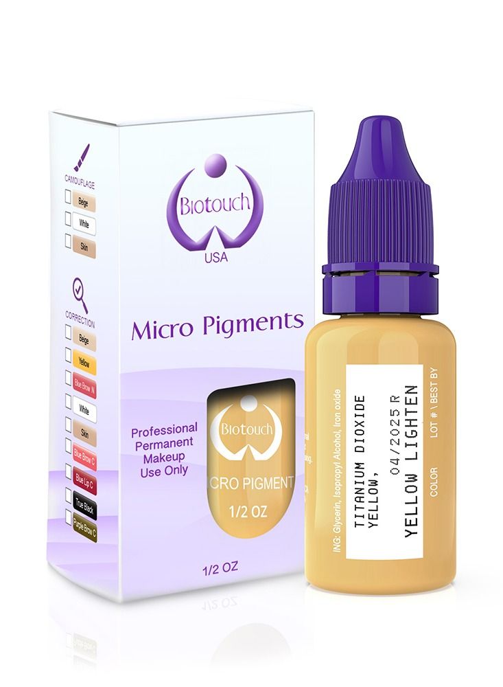Biotouch Eyebrow Pigment For Eyebrows Brows Micro pigments Microblading pigments PMU Machine Use Medical Grade No Mixing eyebrow pigment for shading For Professionals Only 15ml Yellow