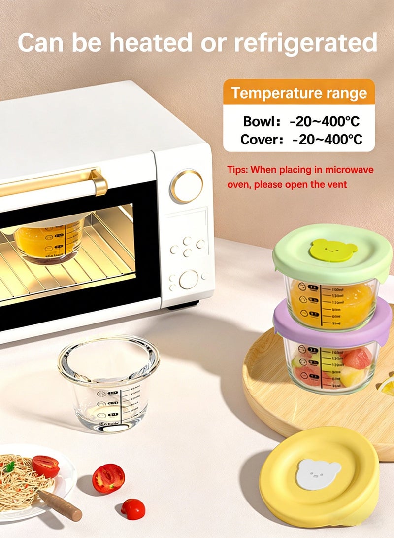 Jourvent 4 PCS Circular Baby Food Containers, Reusable Infant Food Storage Jars, Small Snack Container with Lids for Infant & Babies, Microwave & Dishwasher Friendly - Image 2