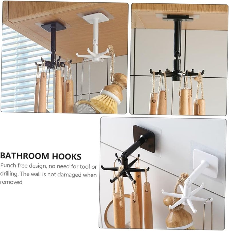 GLEAVI 4 Pack White No Drill Wall Hooks for Bathroom Kitchen Shower Easy Install Sturdy Mount - Image 2
