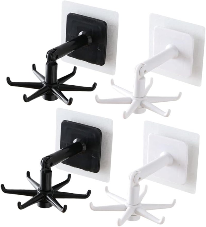 GLEAVI 4 Pack White No Drill Wall Hooks for Bathroom Kitchen Shower Easy Install Sturdy Mount - Image 1