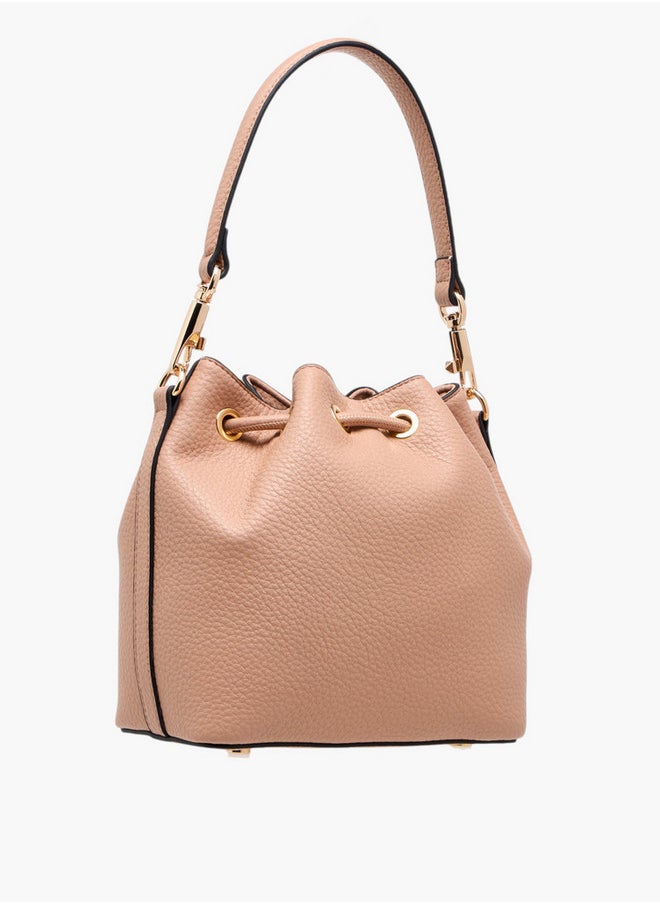 Celeste Women's Textured Bucket Bag with Drawstring Closure and Adjustable Strap  - Image 3
