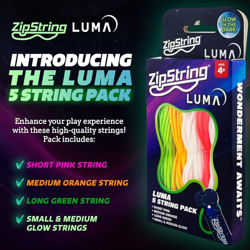 ZipString Luma Replacement Strings for Rope Launcher Toy Pack of 5 UV Reactive Glow in The Dark Fidget String for Kids Adults Shark Tank Featured Lasso Rope Loop String Replacement - Image 5