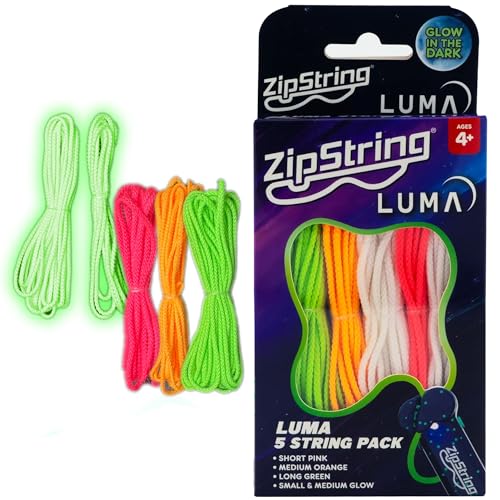 ZipString Luma Replacement Strings for Rope Launcher Toy Pack of 5 UV Reactive Glow in The Dark Fidget String for Kids Adults Shark Tank Featured Lasso Rope Loop String Replacement - Image 1