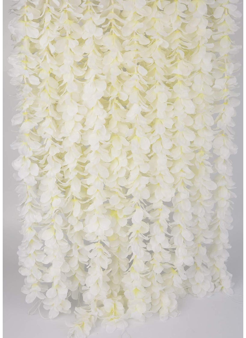 LUSHIDI LUSHIDI 32.8Ft Artificial Silk Wisteria Vine Hanging Flowers Garland Home Outdoor Wedding Arch Garden Wall Decor Pack of 10 (Off White)  - Image 1