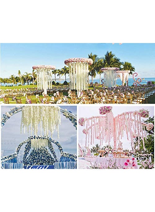 LUSHIDI LUSHIDI 32.8Ft Artificial Silk Wisteria Vine Hanging Flowers Garland Home Outdoor Wedding Arch Garden Wall Decor Pack of 10 (Off White)  - Image 5