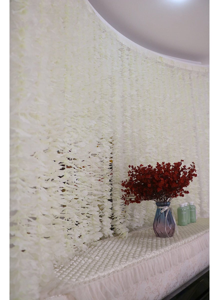 LUSHIDI LUSHIDI 32.8Ft Artificial Silk Wisteria Vine Hanging Flowers Garland Home Outdoor Wedding Arch Garden Wall Decor Pack of 10 (Off White)  - Image 3