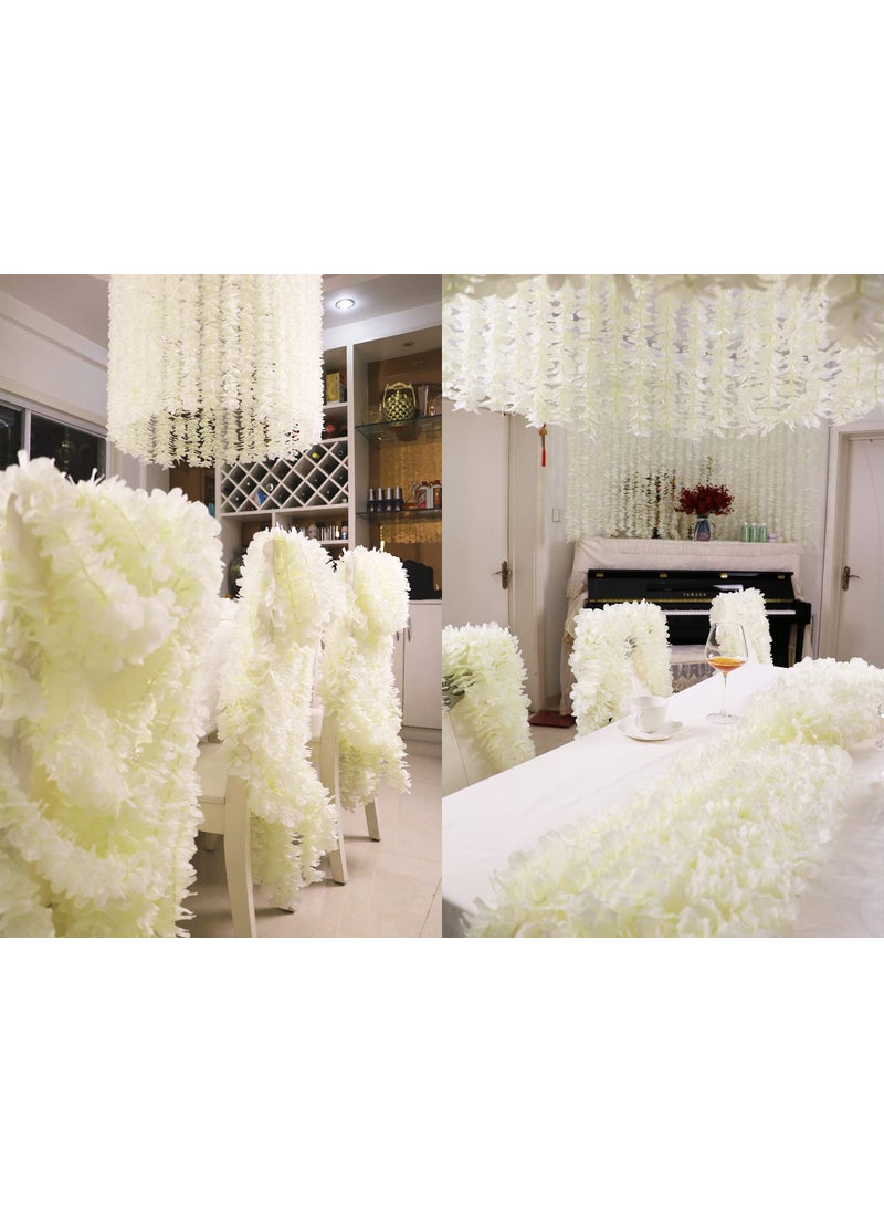 LUSHIDI LUSHIDI 32.8Ft Artificial Silk Wisteria Vine Hanging Flowers Garland Home Outdoor Wedding Arch Garden Wall Decor Pack of 10 (Off White)  - Image 2