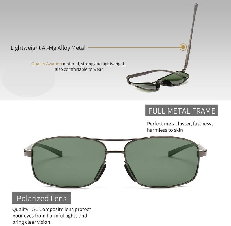 SUNGAIT Ultra Lightweight Rectangular Polarized Sunglasses UV400 Protection - Image 3