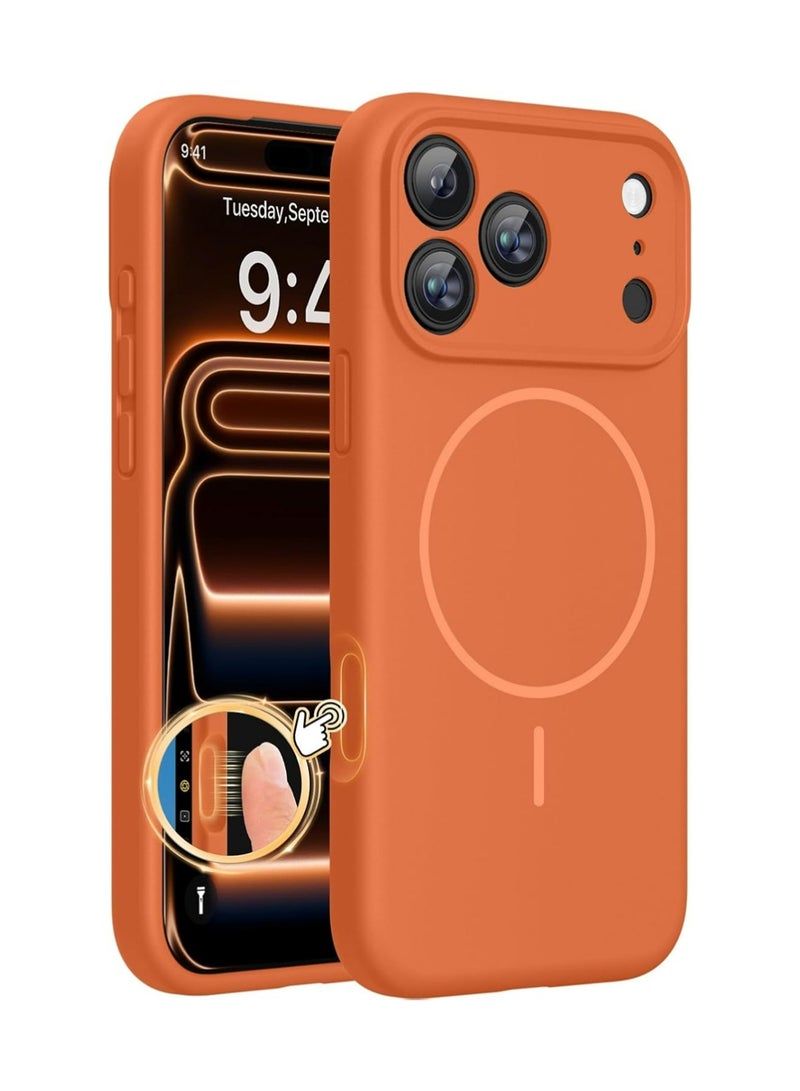 X-level iPhone 17 Pro Max Case Cover, Compatible with MagSafe, Mobiles Accessories Silicone Camera Control Cover, 3.0mm Thicken Shockproof Drop Protection Phone Case for 17 Pro Max, Orange - Image 1