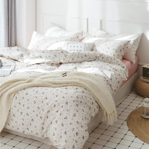LifeTB Girls Floral Comforter Set Twin XL Garden Flower Print Bedding Sets Soft Fluffy Vintage Pink White Floral Bedding Comforter Set Cottagecore Botanical Flowers Comforter with 2 Pillowcases Twin XL Size - Image 3