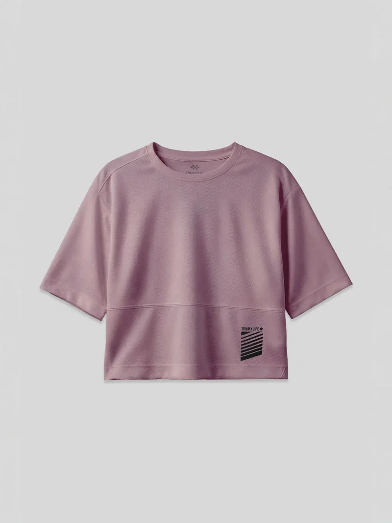 تومي لايف TOMMY Oversized Polyester Crew Neck T-Shirt With Pocket