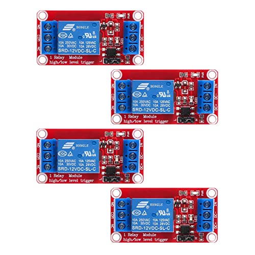 AEDIKO 4pcs DC 12V Relay Module 1 Channel Relay Board with Optocoupler Isolation Support High or Low Level - Image 1