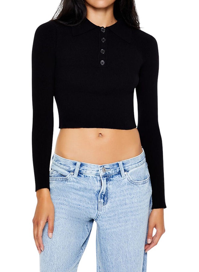 FOREVER 21 Ribbed Knit Cropped Sweater - Image 1