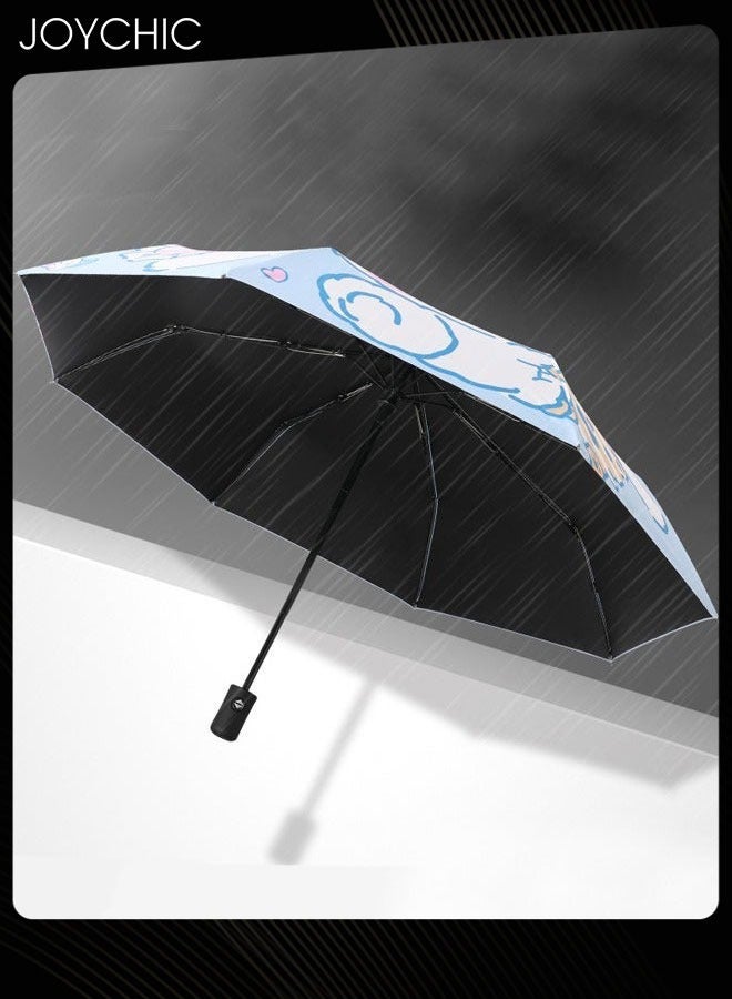 Joychic Lovely Rabbit Pattern Anti-UV Sun Proof Automatic Travel Umbrella Blue  - Image 2