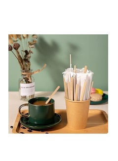 Generic Wooden Coffee Stirrer Individually Wrapped Disposable Coffee Beverage Tea Stirrer Eco-Friendly Round End Wood Sticks (240 Pieces)  - Image 3