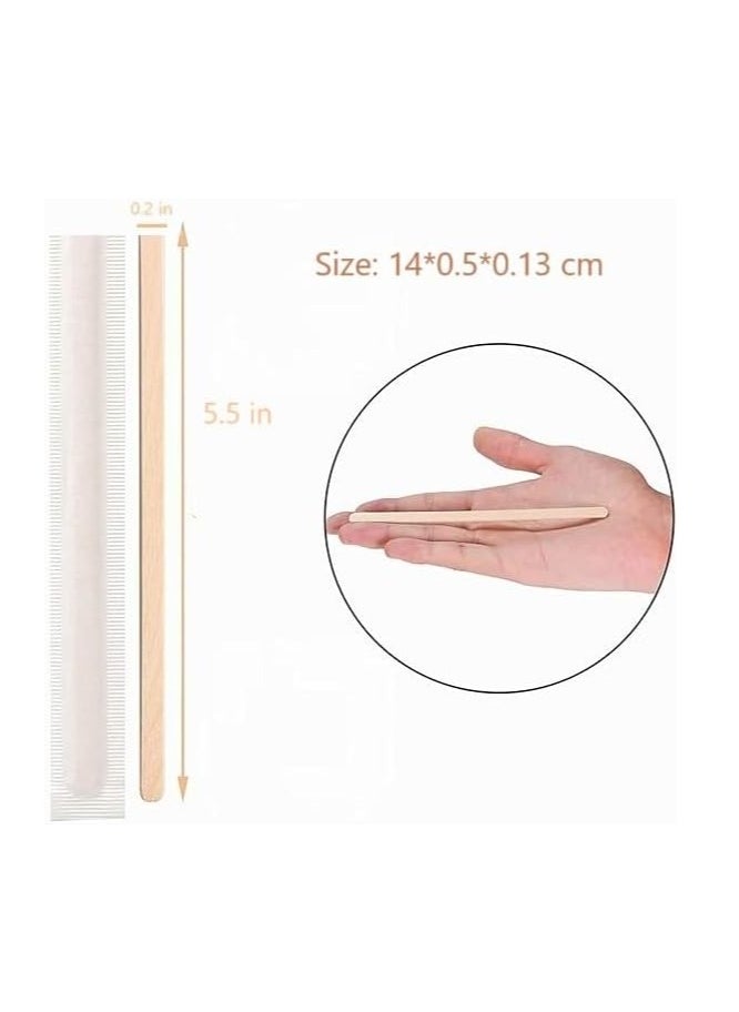 Generic Wooden Coffee Stirrer Individually Wrapped Disposable Coffee Beverage Tea Stirrer Eco-Friendly Round End Wood Sticks (240 Pieces)  - Image 5