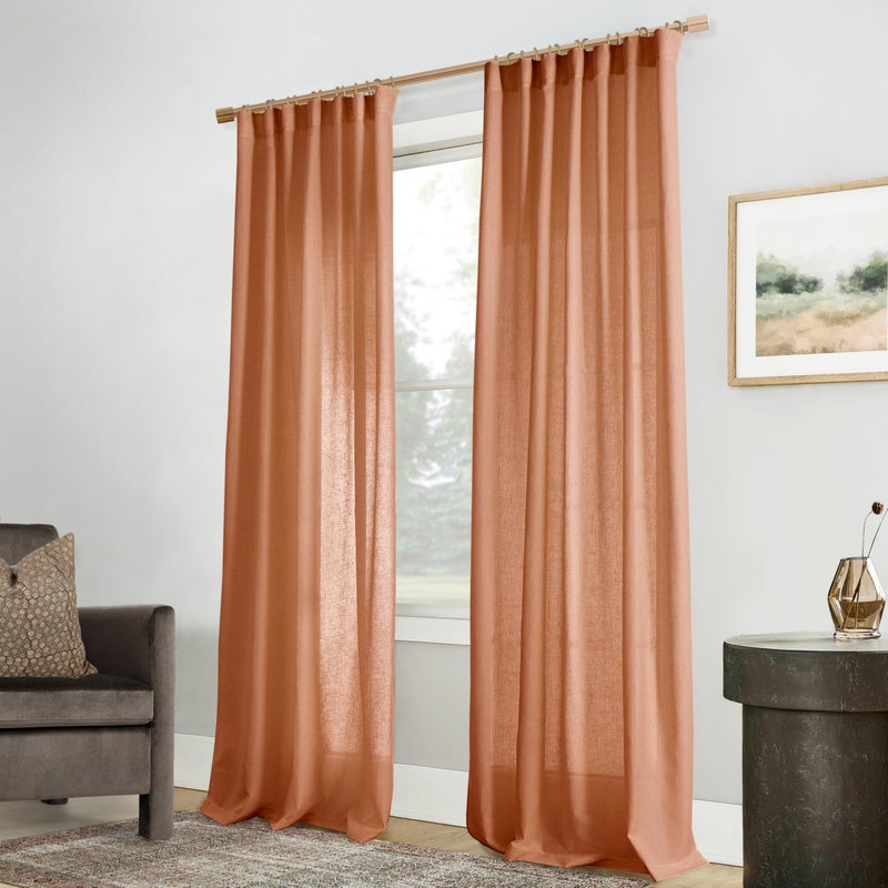 PANELSBURG Rust Curtains 96 Inches Long for Bedroom Terracotta Boho Rustic Farmhouse Semi Sheer Linen Fall Curtains for Living Room 2 Panels Set - Image 4