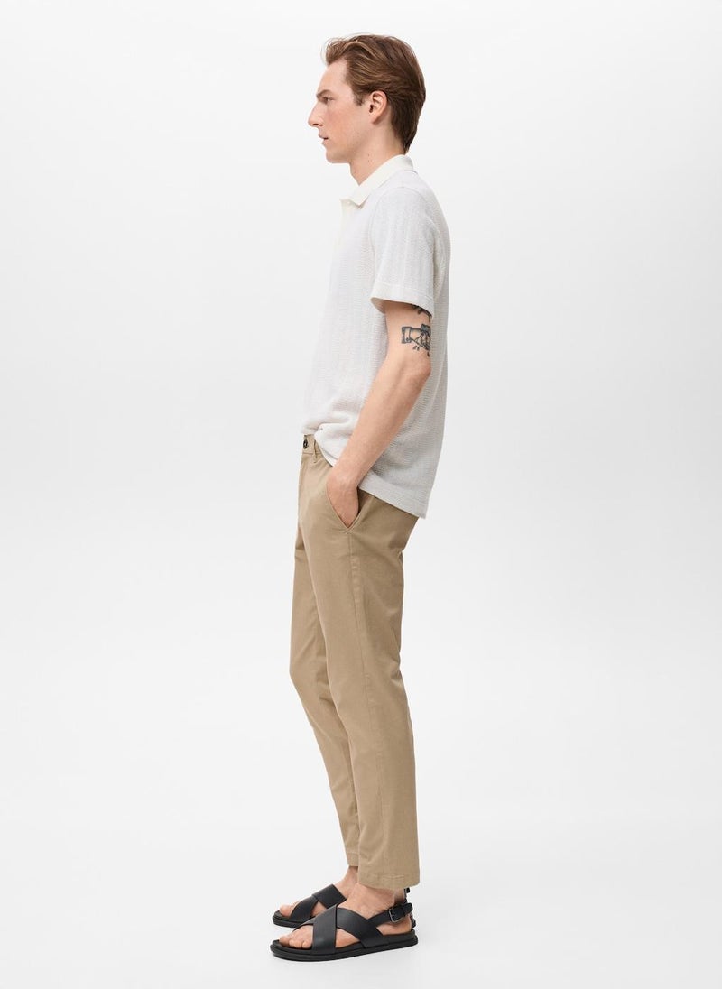 Mango Man Prato Cropped Tapered Chino trousers  - Image 3
