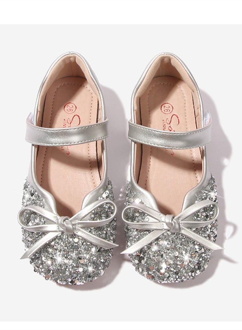 Girls crystal shoes new style princess shoes small leather shoes children baby soft bottom stage performance shoes