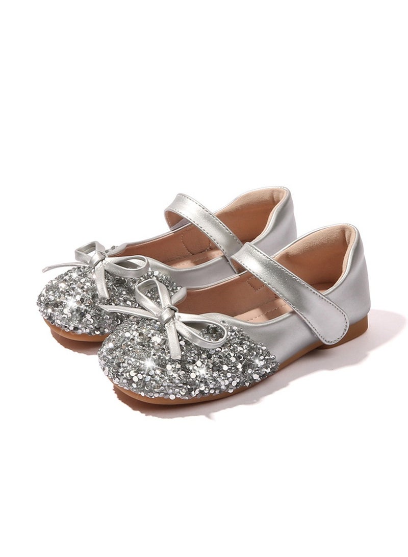 Girls crystal shoes new style princess shoes small leather shoes children baby soft bottom stage performance shoes