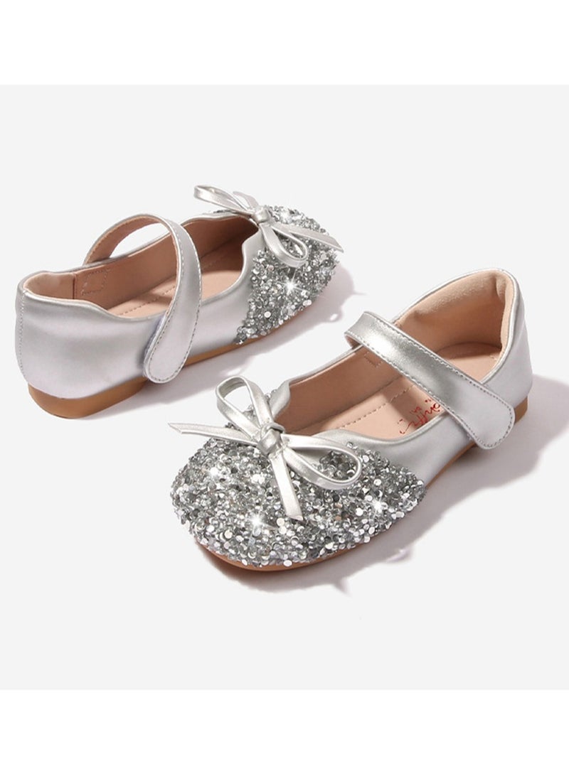 Girls crystal shoes new style princess shoes small leather shoes children baby soft bottom stage performance shoes