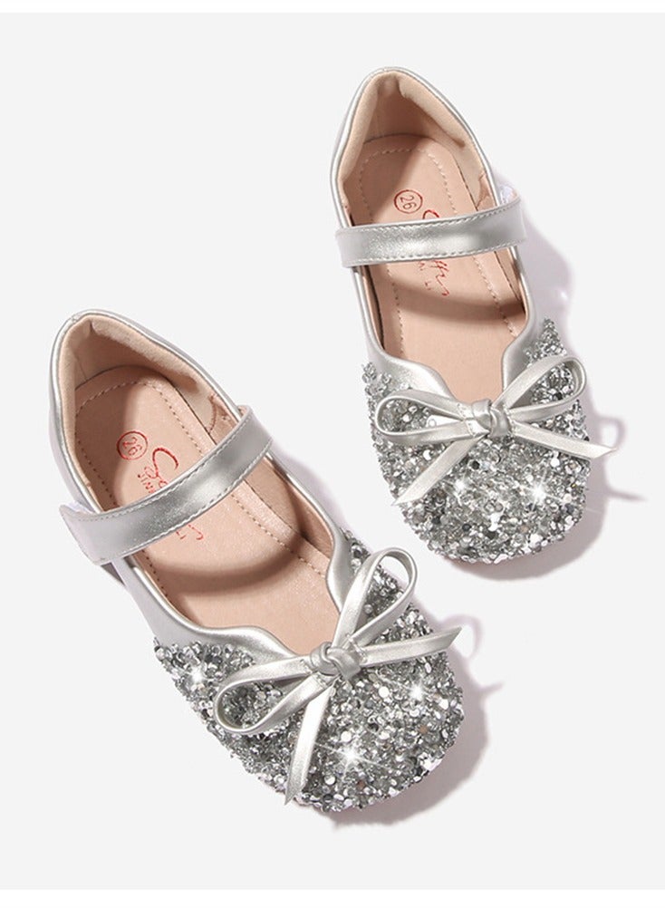 Girls crystal shoes new style princess shoes small leather shoes children baby soft bottom stage performance shoes