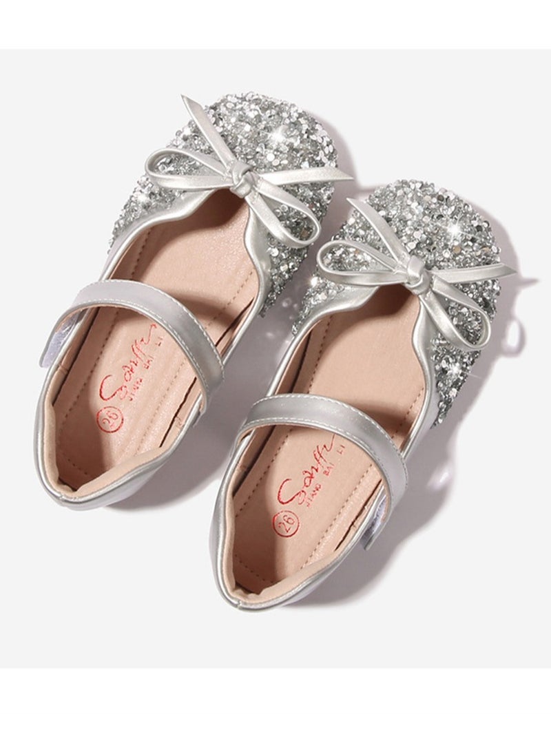 Girls crystal shoes new style princess shoes small leather shoes children baby soft bottom stage performance shoes
