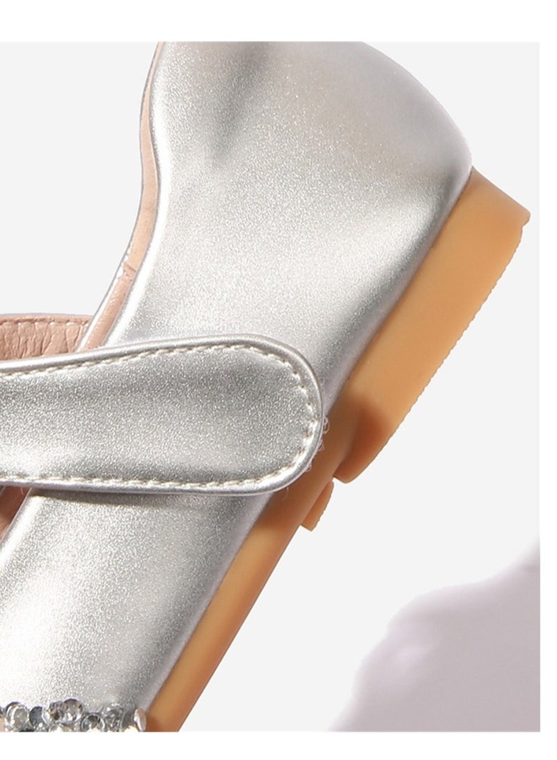 Girls crystal shoes new style princess shoes small leather shoes children baby soft bottom stage performance shoes