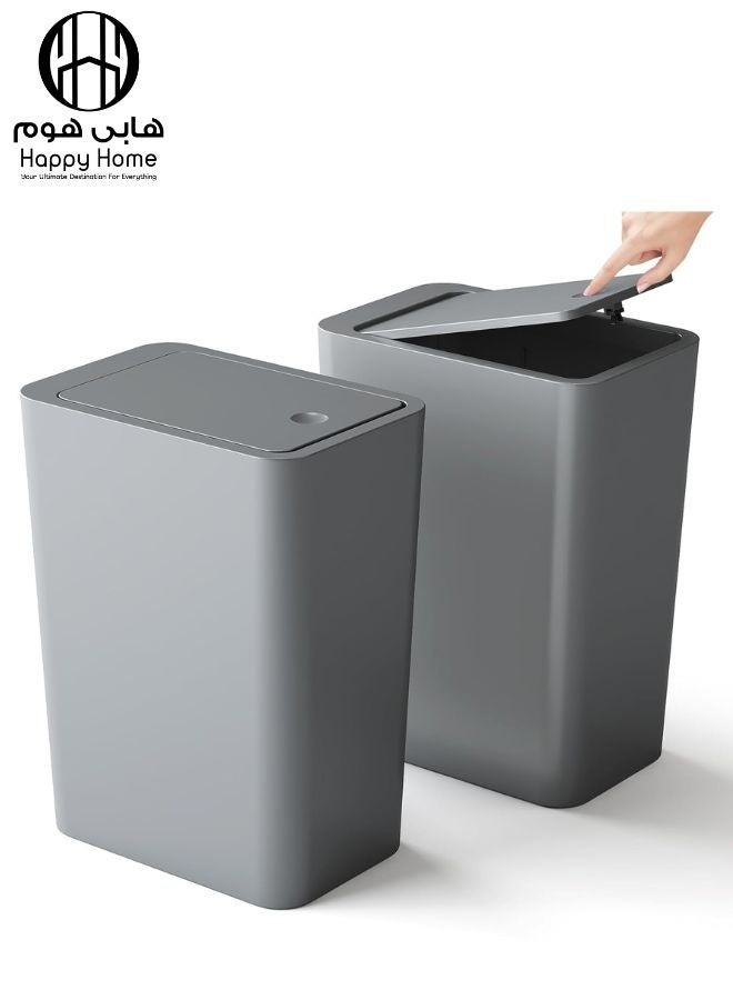Happy Home 10L Trash Can with Lid, Compact Space-Saving Garbage Bin for Kitchen, Bathroom, Office, Bedroom, Dorm & Toilet, Secure Covered Wastebasket with Push Button Opening, Removable Easy-Clean Inner Liner, Slim Corner Design for Small Spaces - Image 1