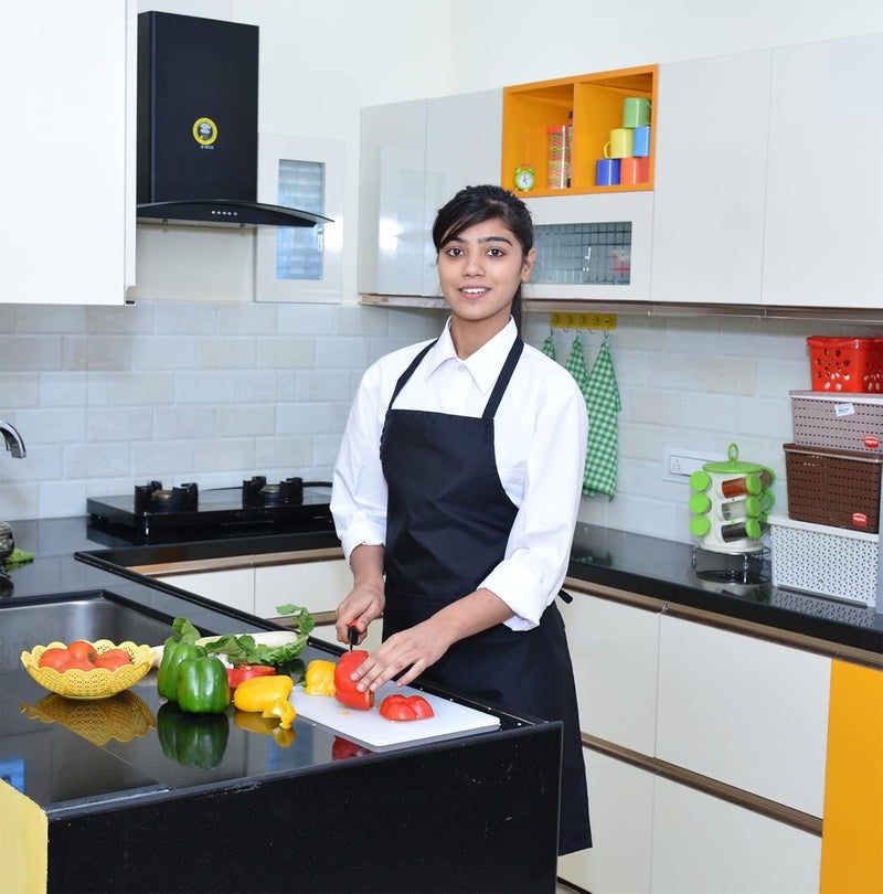 Tolexo Polyester Free Size Cooking Kitchen waterproof Apron for men and womenset of 2 apron Black Proudly made in India - Image 2