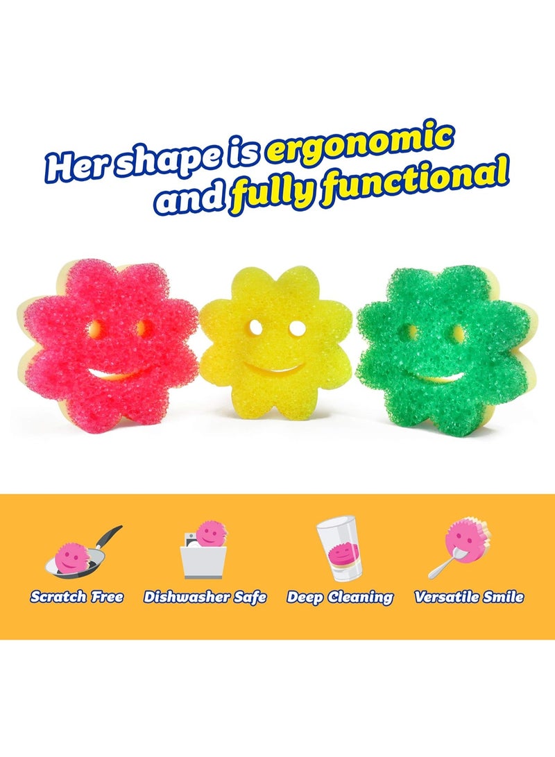 Scrub Daddy Scrub Daddy Sponge Set - Scrub Mommy Power Flower Dual- Sided Sponge and Scrubber - Non Scratch Sponge for Dishes and Home, Odor Resistant, Firm in Cold Water Soft in Warm , Multi-Surface 3 ct - Image 4