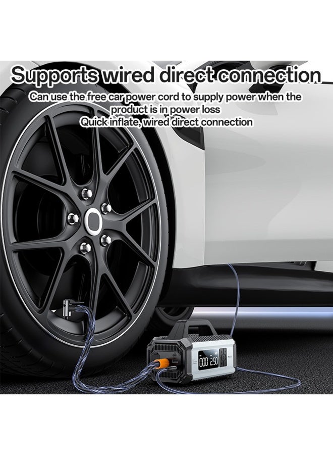 يسيدو جهاز تشغيل السيارة YESIDO VC13 5 في 1، منفاخ إطارات 150PSI، باور بانك 10000mAh، ضاغط هواء محمول، مع إضاءة طوارئ - أسود - Image 5