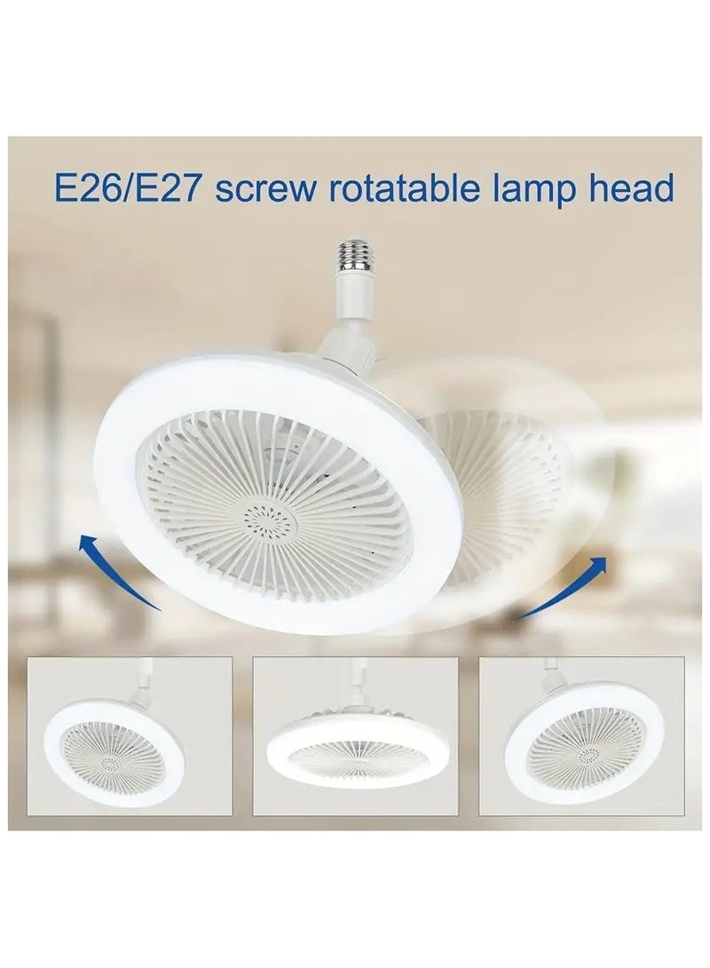 Socket Fan Light with Remote Control, 3 Colors Dimmable LED Light Bulb Fan Screw in Ceiling Fan for Bedroom, Kitchen, Storage Room, Closet, Wireless Small Ceiling Fans with Lights - Image 1