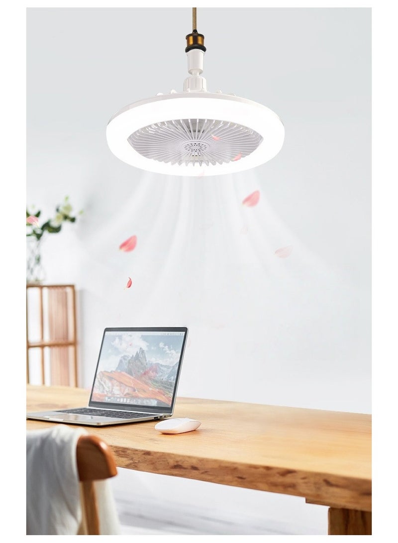 Socket Fan Light with Remote Control, 3 Colors Dimmable LED Light Bulb Fan Screw in Ceiling Fan for Bedroom, Kitchen, Storage Room, Closet, Wireless Small Ceiling Fans with Lights - Image 3