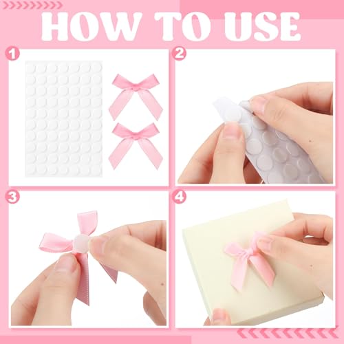 ProSuites 120 Pcs Mini Pink Bows for Crafts with Self-Adhesive Dot, 1.57" Small Satin Ribbon Bows for Gift Wrapping Cake Decorations Sewing Scrapbook Card Making Wedding Bow Party Decoration - Image 3