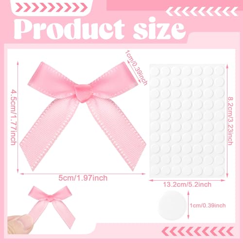 ProSuites 120 Pcs Mini Pink Bows for Crafts with Self-Adhesive Dot, 1.57" Small Satin Ribbon Bows for Gift Wrapping Cake Decorations Sewing Scrapbook Card Making Wedding Bow Party Decoration - Image 2
