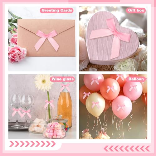 ProSuites 120 Pcs Mini Pink Bows for Crafts with Self-Adhesive Dot, 1.57" Small Satin Ribbon Bows for Gift Wrapping Cake Decorations Sewing Scrapbook Card Making Wedding Bow Party Decoration - Image 4
