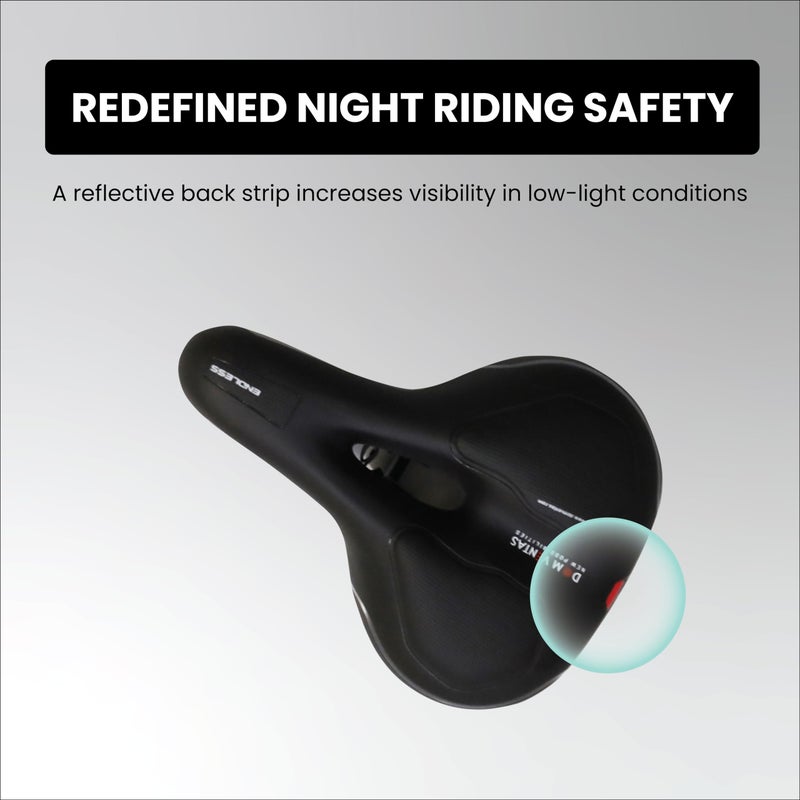 Endless EL1047 Wide Cycle Seat with Red Reflective Safety Strip | Black | Material : PU | Universal Memory Foam Seat with Breathable, Shock Absorbing and Waterproof Bike Saddle for All Type of Bikes - Image 4