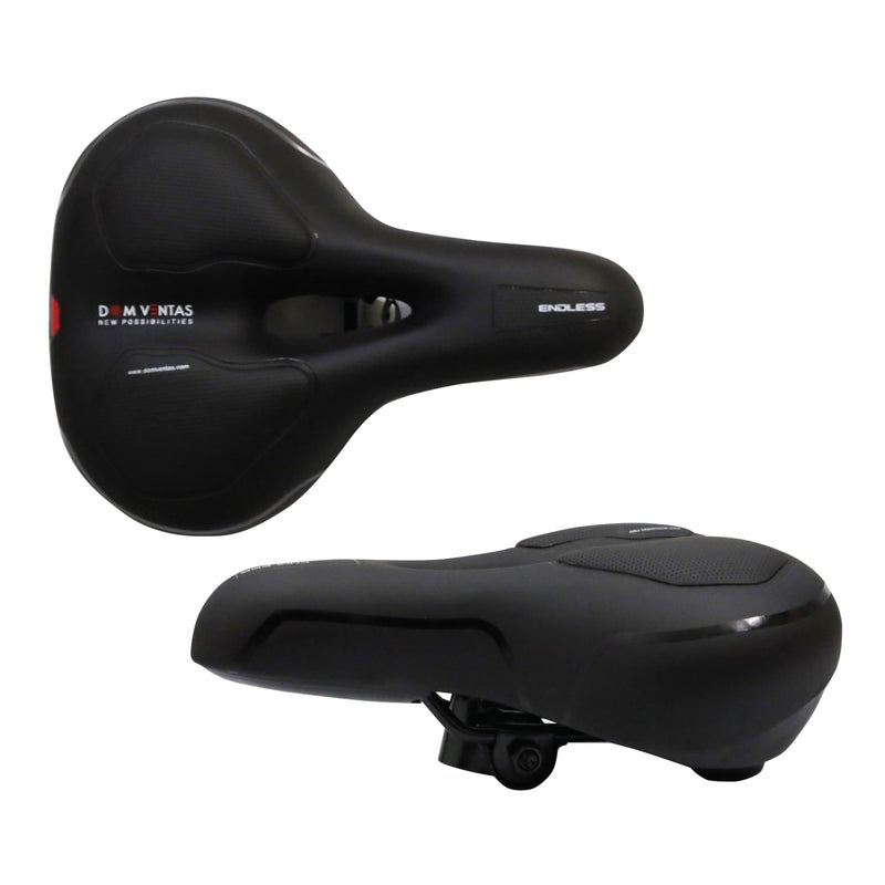 Endless EL1047 Wide Cycle Seat with Red Reflective Safety Strip | Black | Material : PU | Universal Memory Foam Seat with Breathable, Shock Absorbing and Waterproof Bike Saddle for All Type of Bikes - Image 1